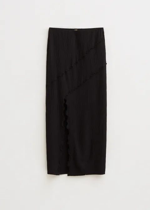 Midi rok met split zwart (ZWART)