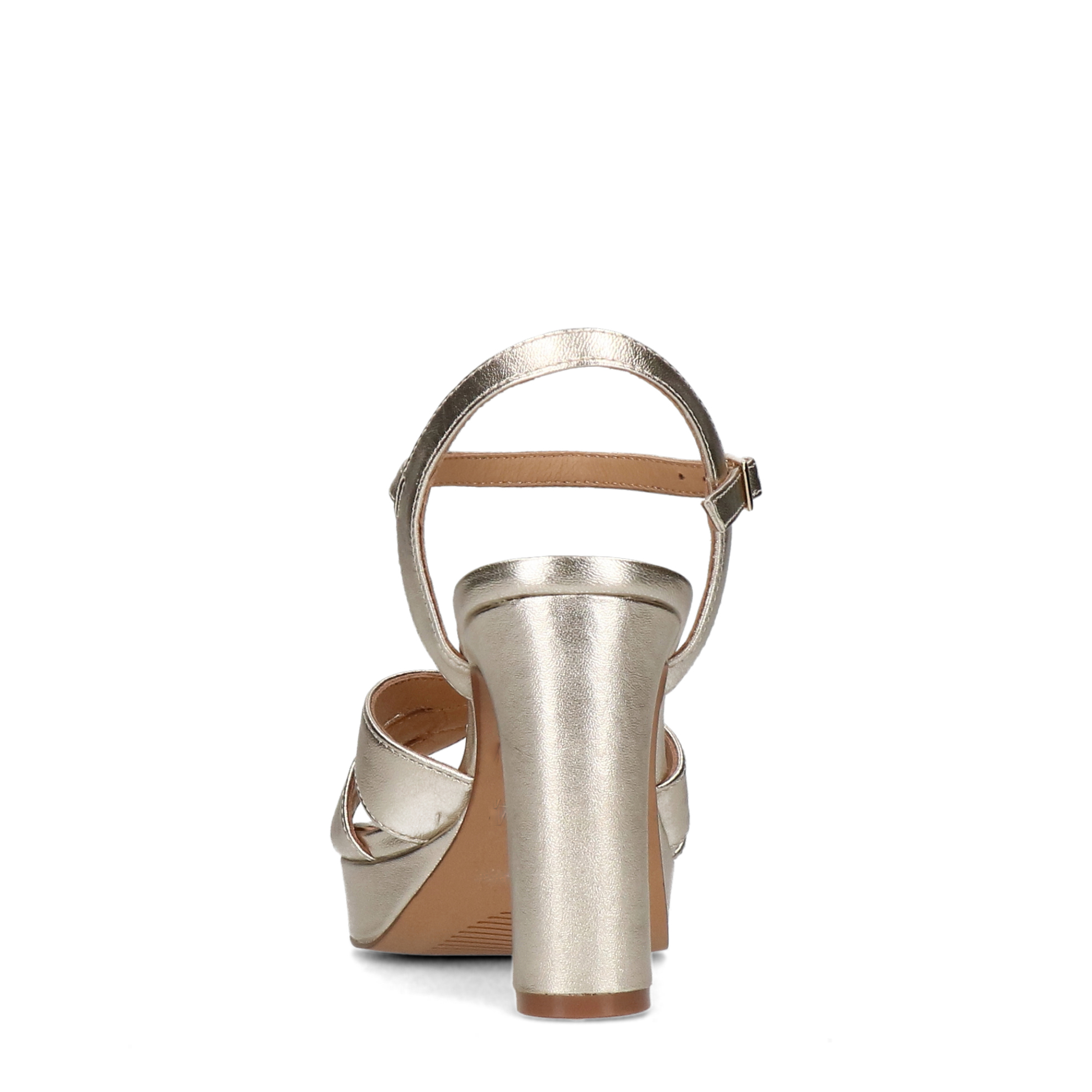 Gouden leren sandalen met hak