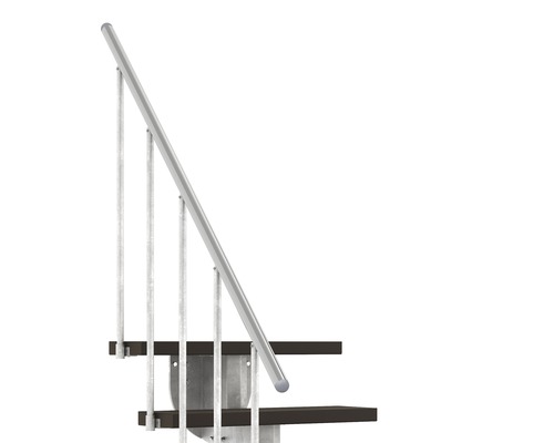 Pertura Petros buitentrap met leuning, 2 stootborden, Trimax, 80 cm, donkerbruin