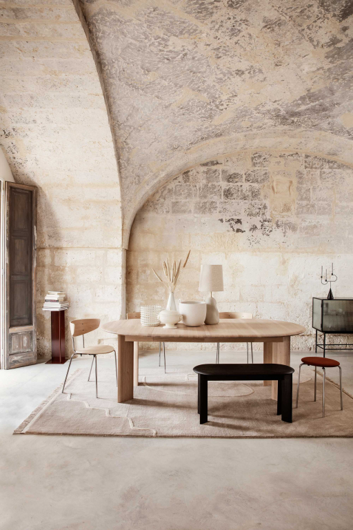 Ferm Living Bevel eetbank 90 wit geolied eiken