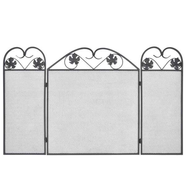 vidaXL Gnistfanger 3-panels jern svart