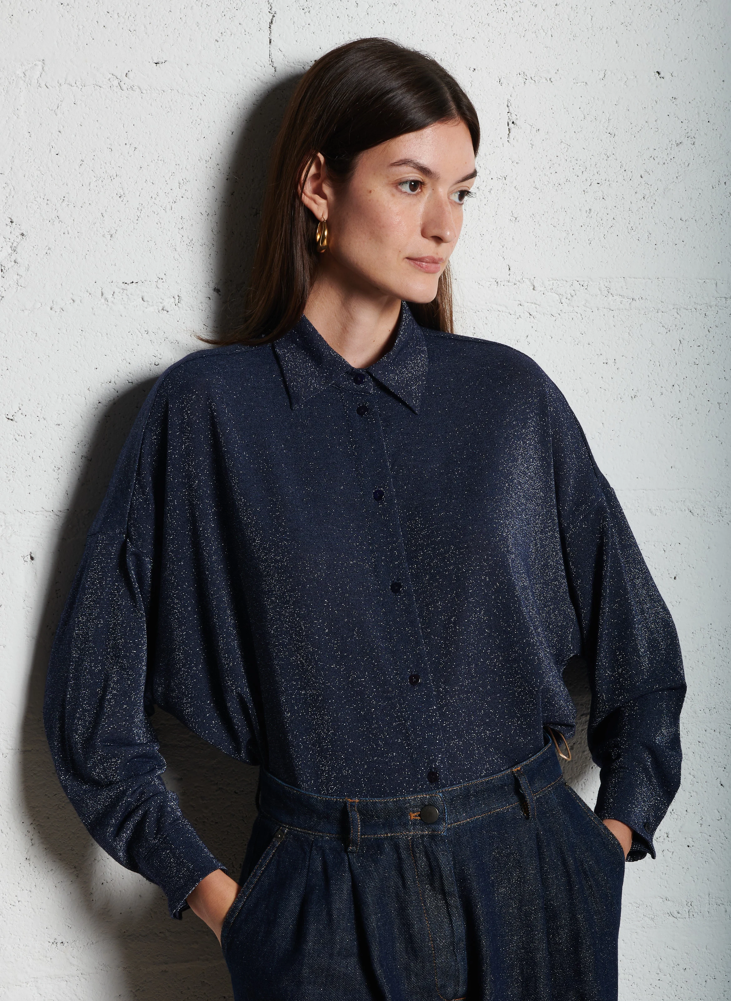 ODA - Chemise droite métallisé| Bleu