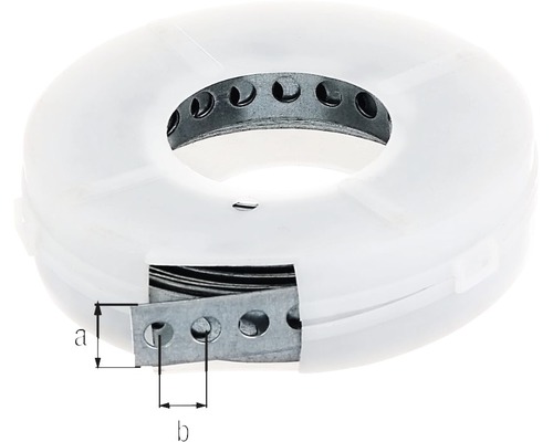Geperforeerde en montagetape 12 mm, 3 m in dispensercassette, verzinkt