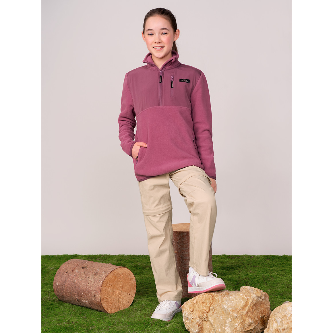 Yigga Mädchen Fleecepullover mit Stehkragen beere