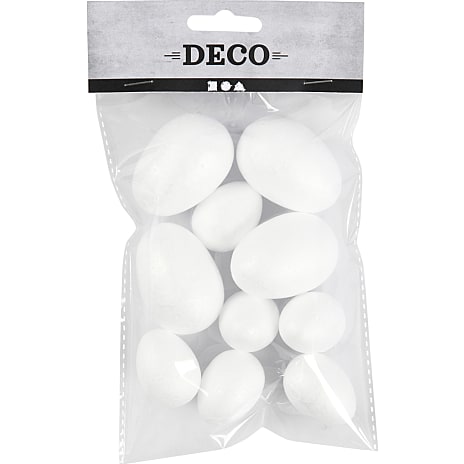 Diy æg, hvid, styropor, 10stk.