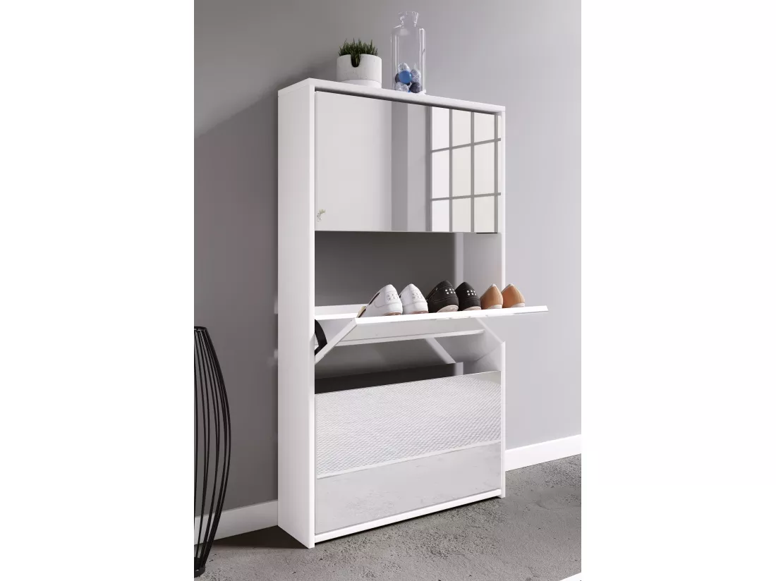 Armoire à chaussures à bascule miroir StidoXL