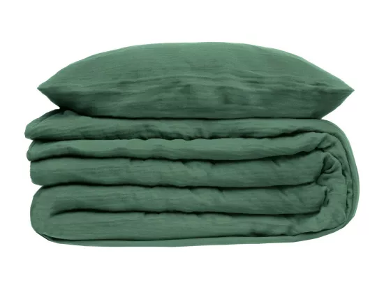 Parure de lit 2 Personnes en gaze de coton Vert Céladon 260 x 240 cm Housse de couette avec 2 taies