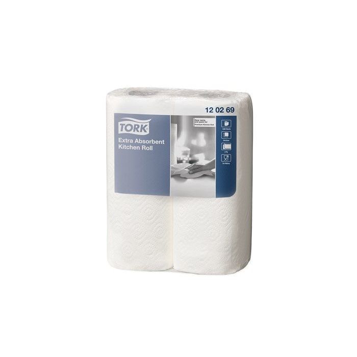 Tork extra absorberende keukenrol premium (120269.1) 2-lgs wit 15 meter x 23 cm pak à 2 rollen 7322540006292