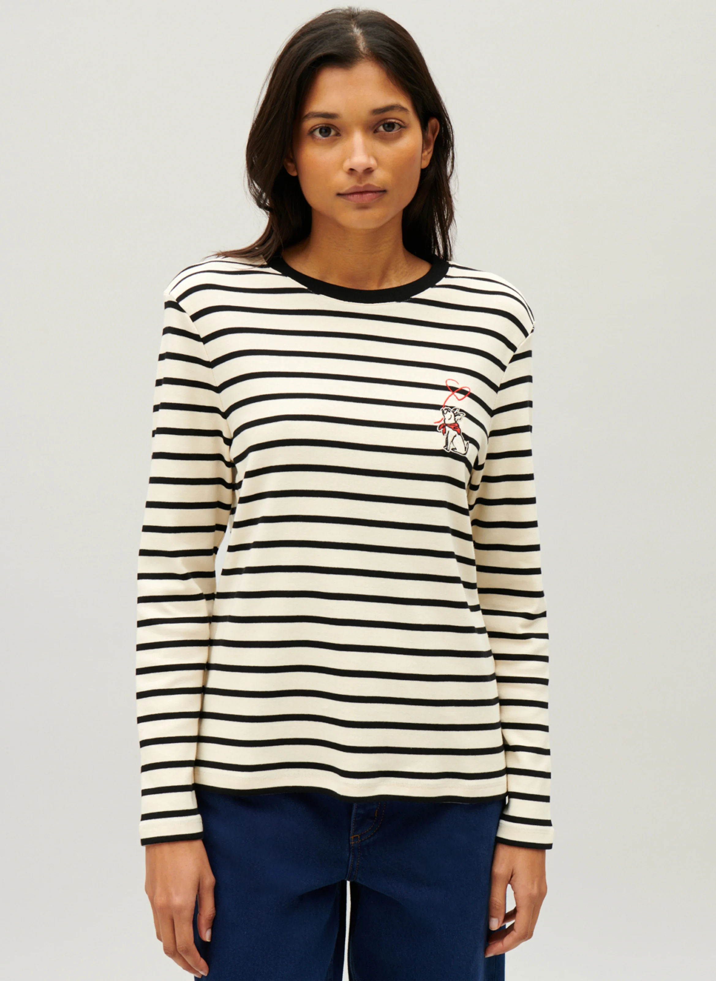 Tee-shirt manches longues rayé en coton | Multicolore