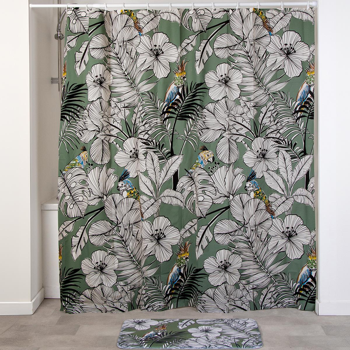 RIDEAU DE DOUCHE 180X180CM JUNGLE FEVER KAKI