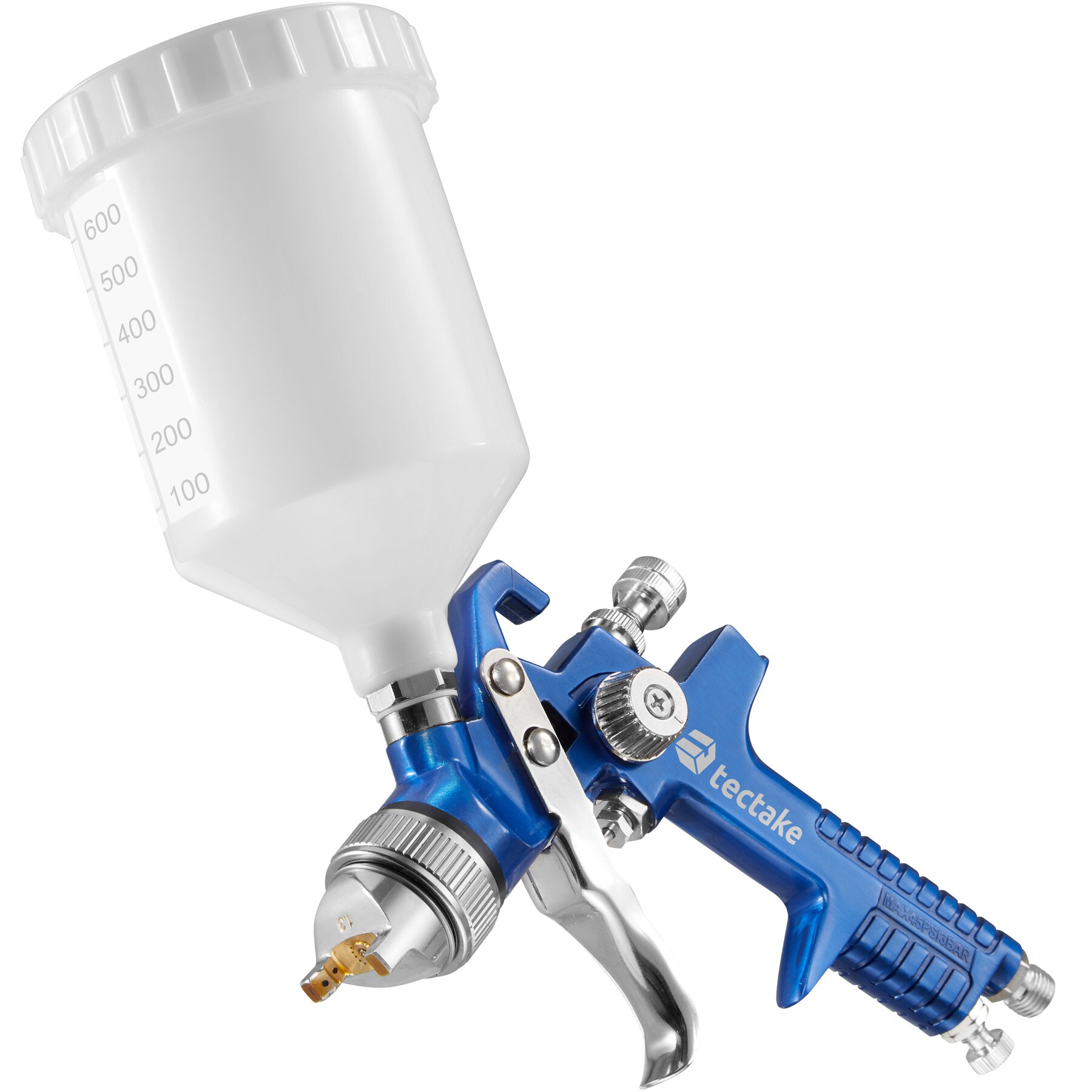 tectake® HVLP-Lackierpistolen-Set, 1,0 / 1,7 mm-Düse, korrosionsbeständig, inklusive Kunststoffkoffer