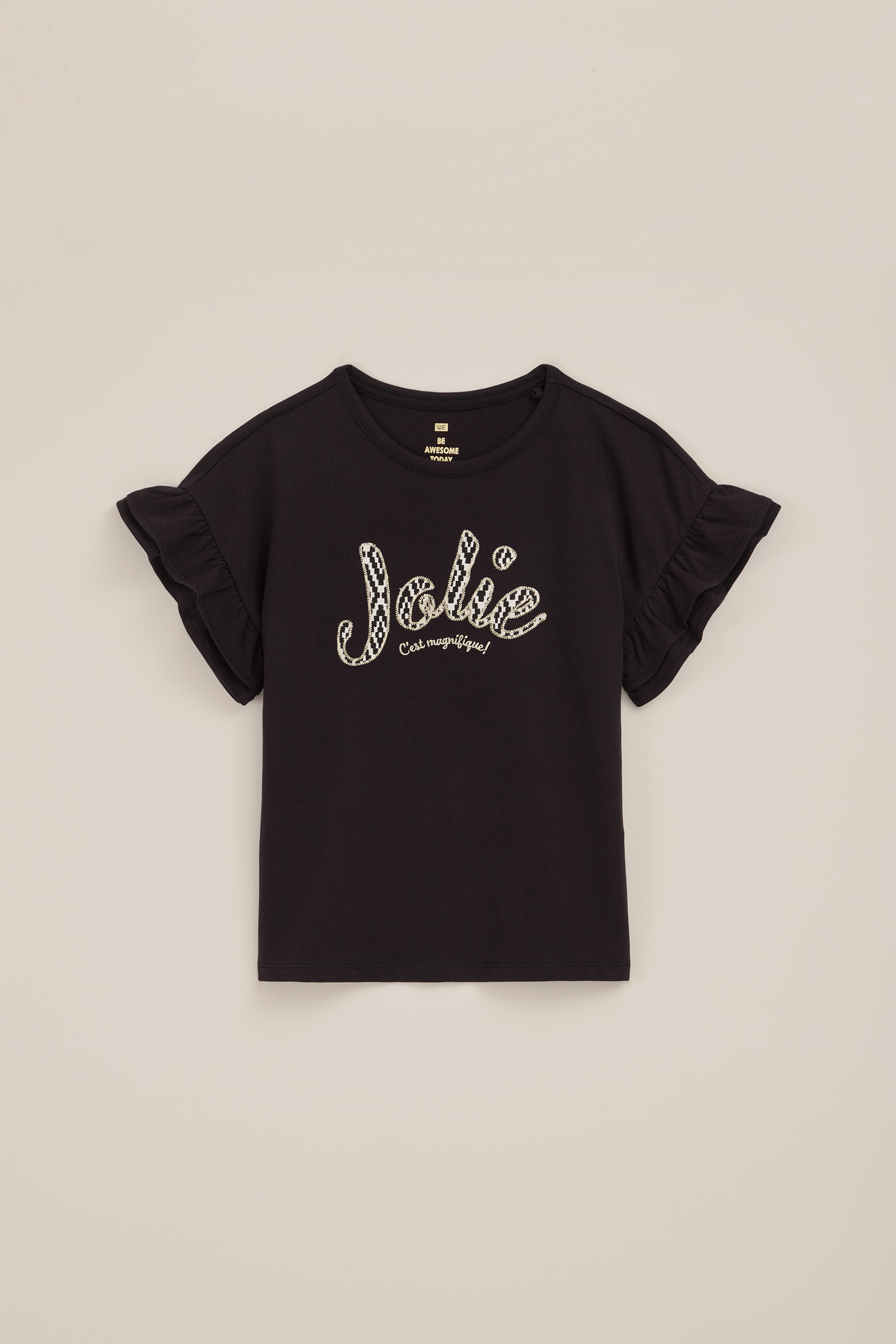 Meisjes T-shirt met embroidery WE Fashion Zwart