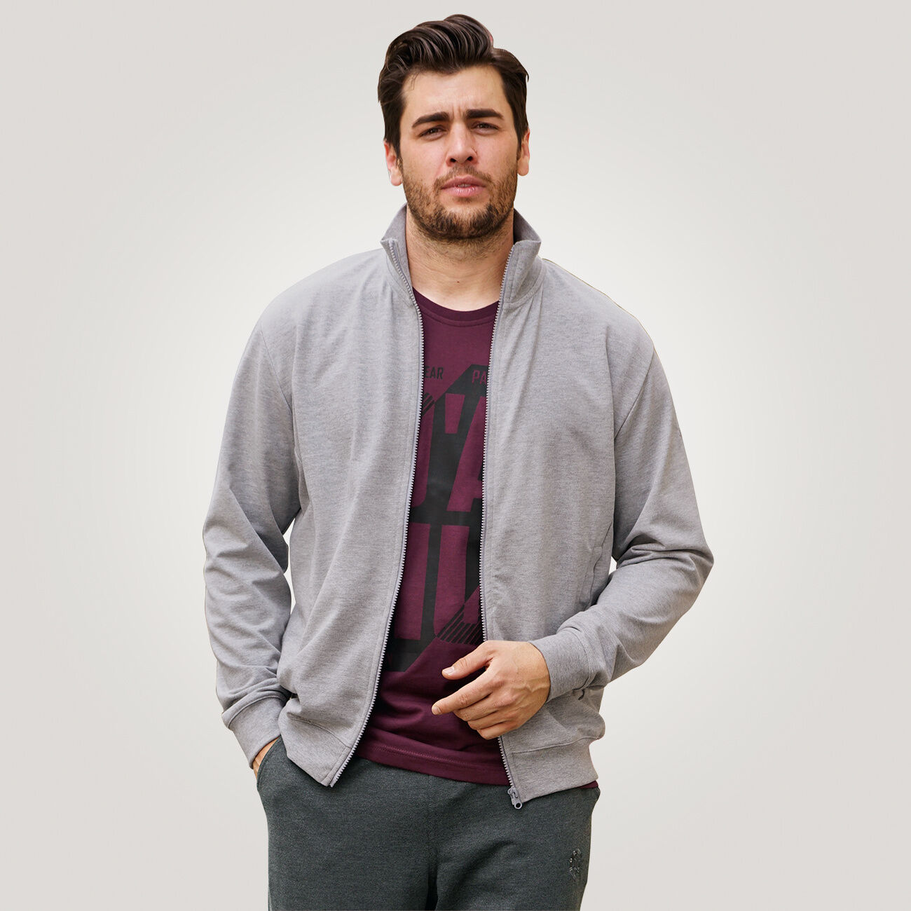 Ahorn Sweat-Jacke Herren mit Reissverschluss