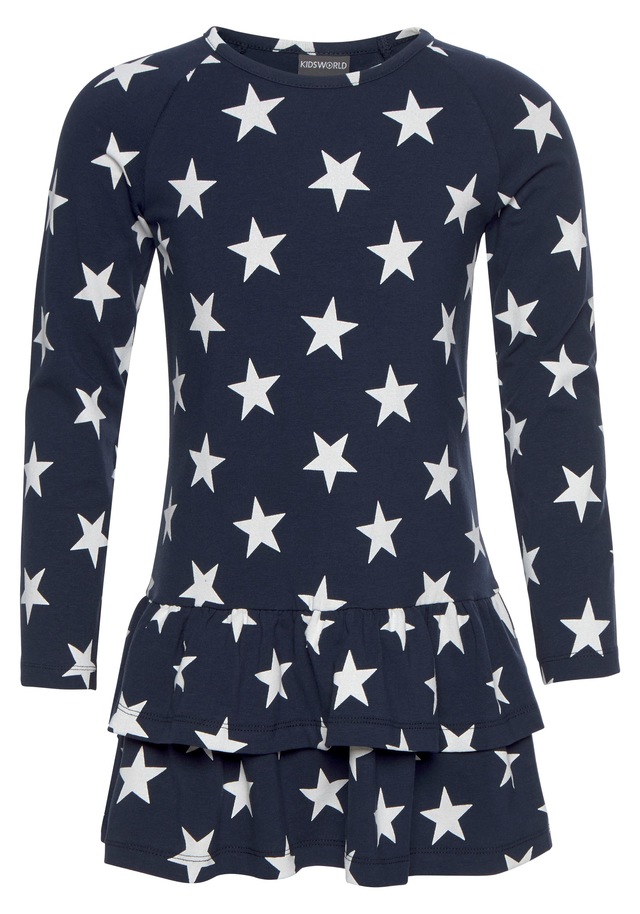 KIDSWORLD Jerseykleid », 2er Pack für kleine Mädchen« Packung, 2 Stk. tlg. festliche Anlässe,  kniefrei,  verspielt,  aus Jersey,  Langarm
