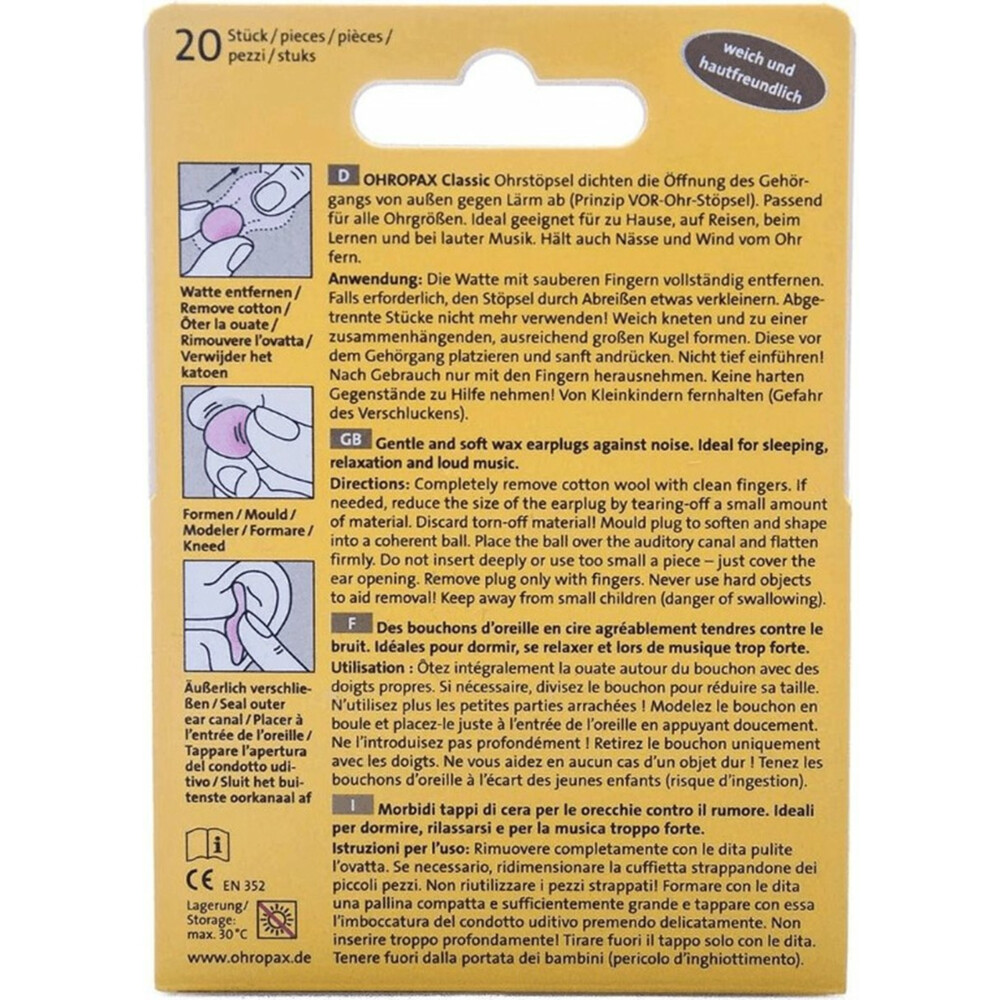 3x Ohropax Oordopjes Classic20 stuks