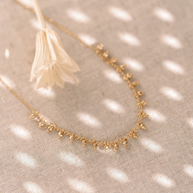 Collier Fin Plaqué Or Mode Pendentif Perles