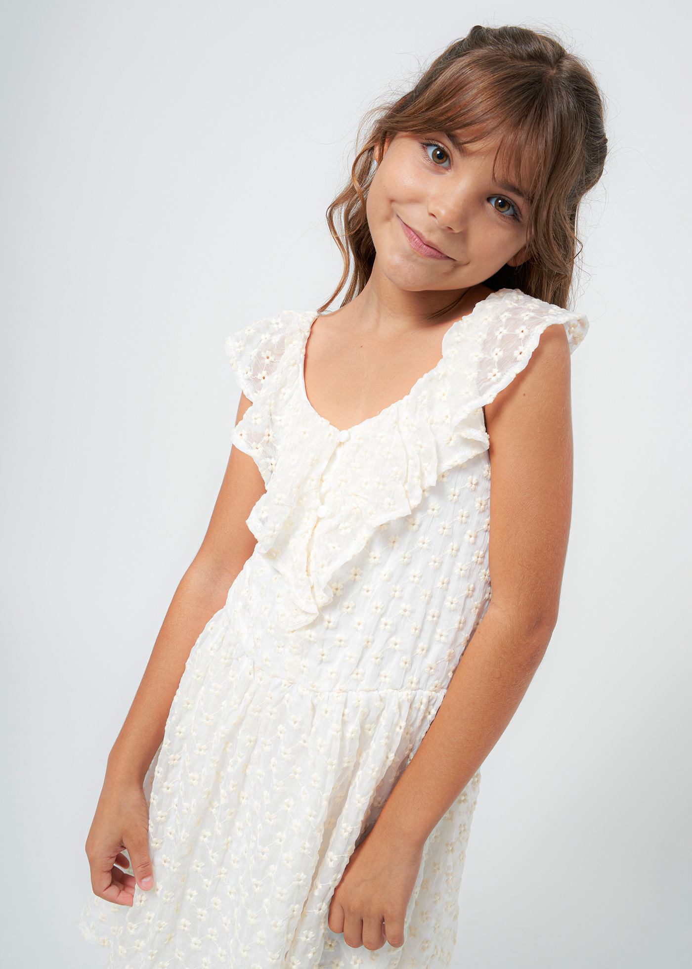 vestido de musselina bordado para meninas