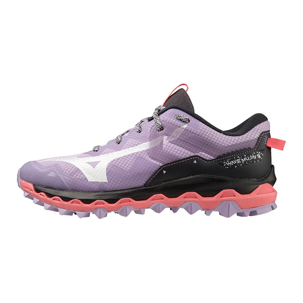 Mizuno WAVE MUJIN 9 - Chaussures trail Femme pastellilac/white/suncoral