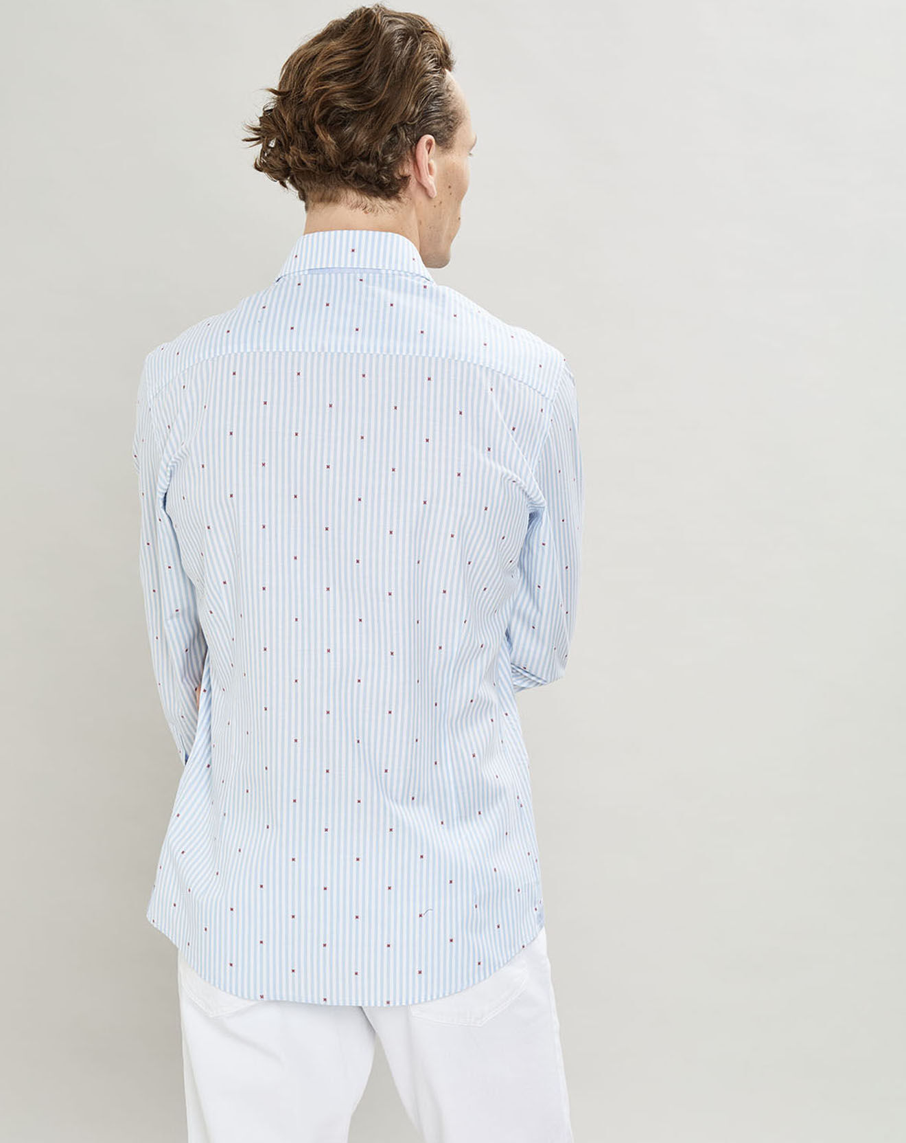 Hackett London Chemise Slim Fit à rayures & points bleu clair