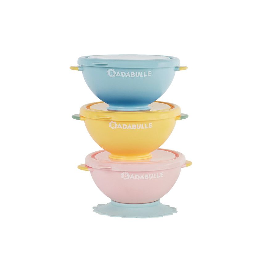 Lot de 3 bols anti-dérapants - Ecru