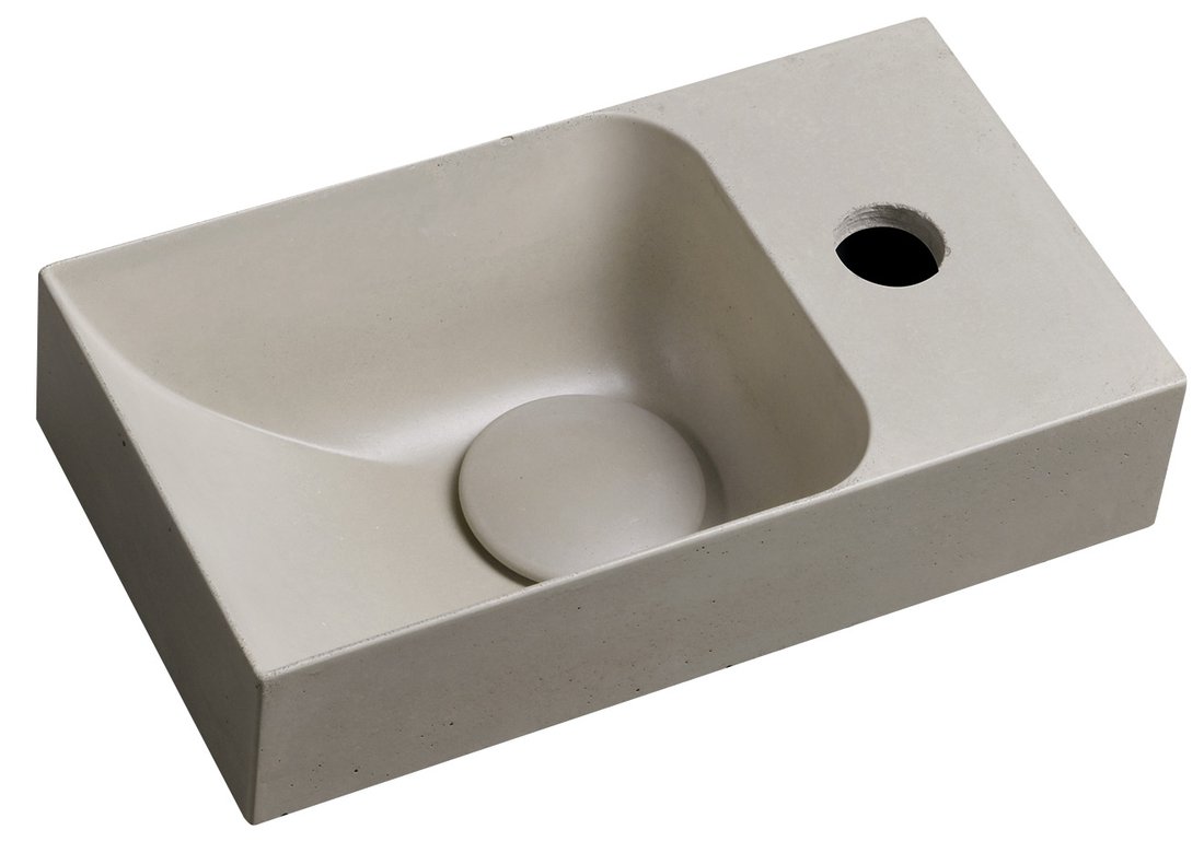 Sapho Piccolino fontein beton kraangat rechts 31x17cm zand
