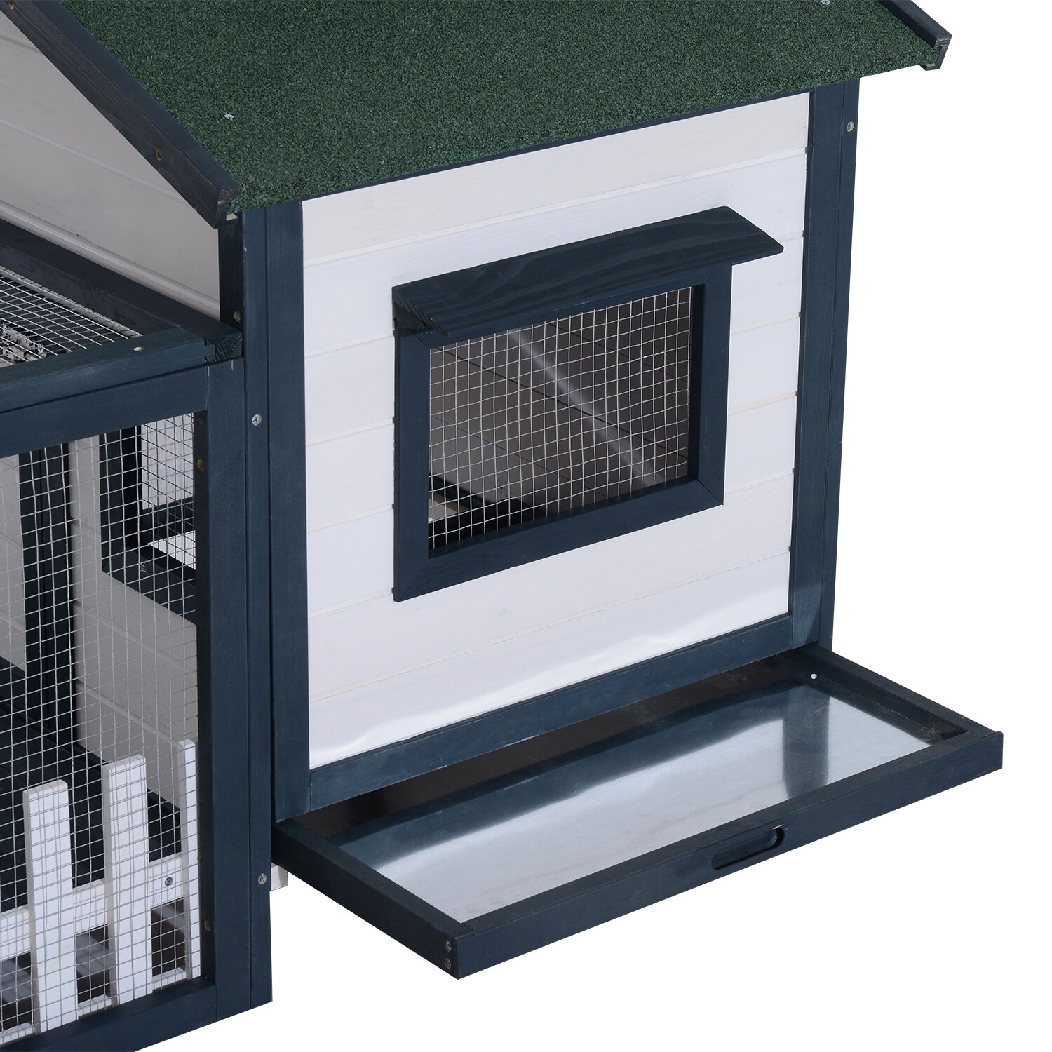 PawHut Meerschweinchenstall mit Freigehege grün, weiß 151 x 78 x 84 cm (LxBxH)