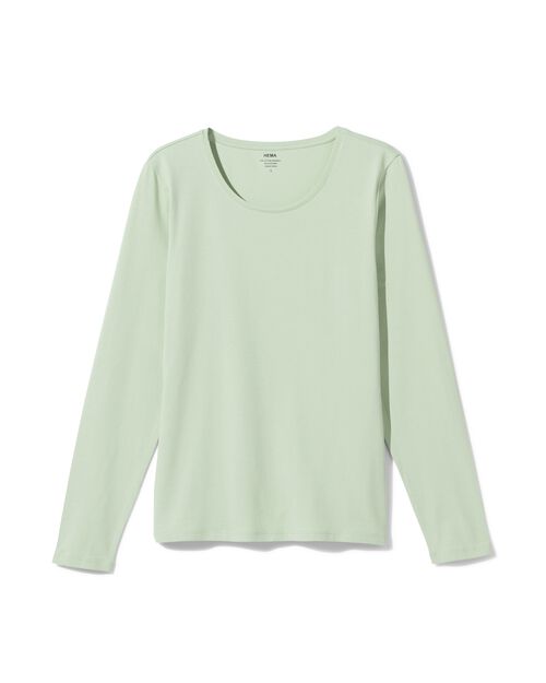 t-shirt cintré col rond manches longues pour femmes vert clair