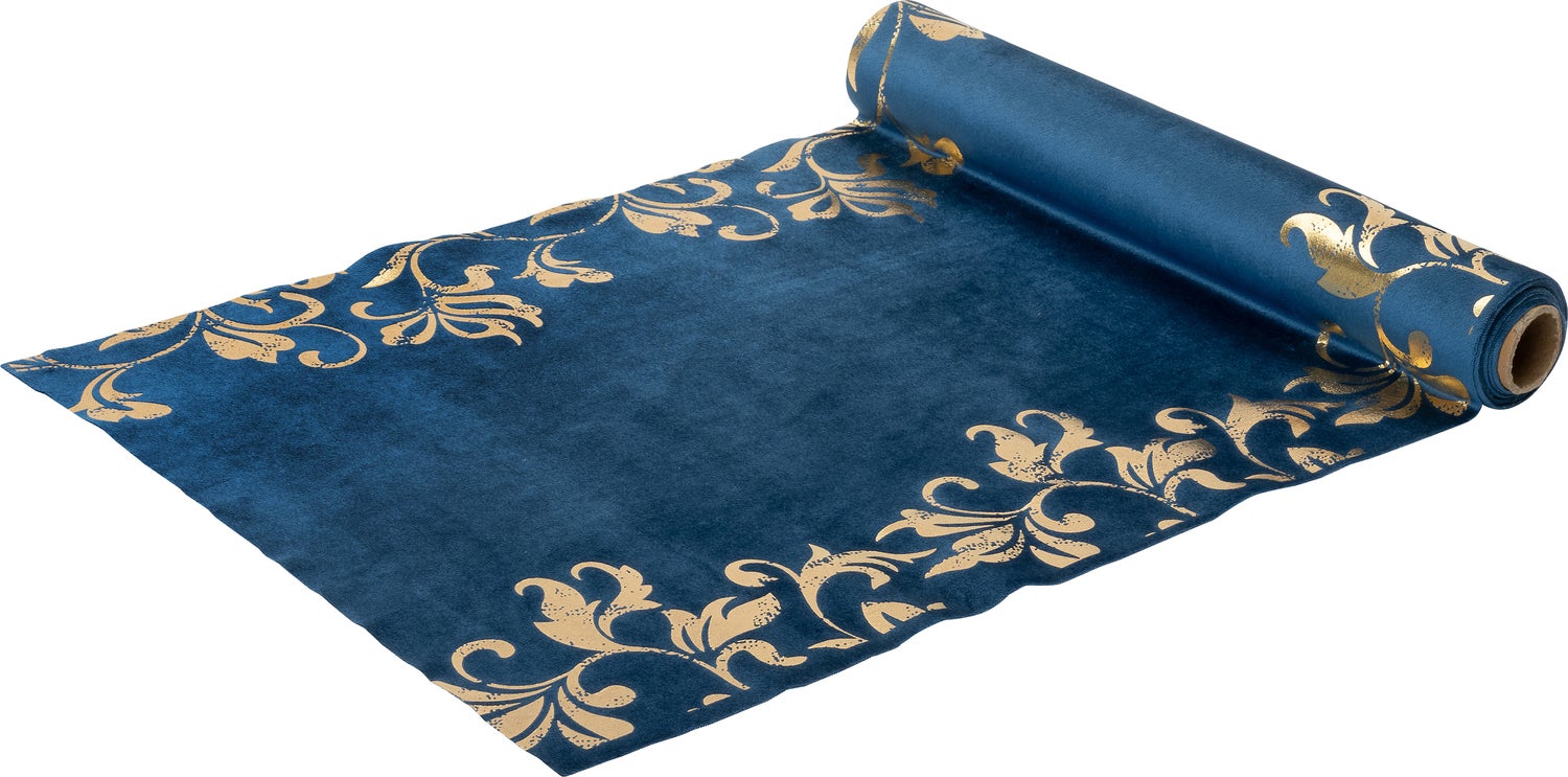 Intratuin tafelloper Liz bloemen blauw 200 x 35 cm