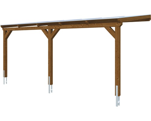 SKAN HOLZ Vogtland enkele carport met paalankers 300x541 cm walnoot