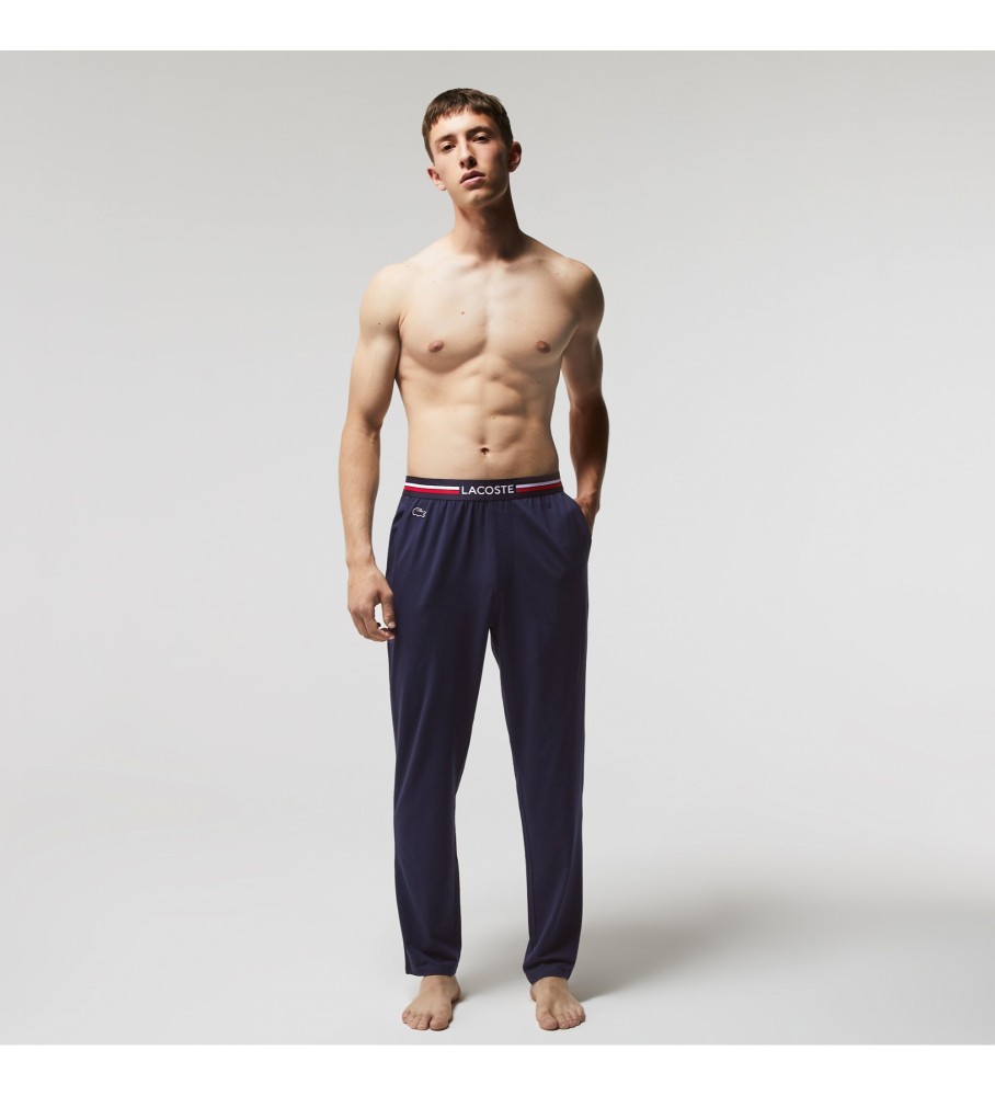 Calça de pijama Lacoste azul marinho com cós elástico
