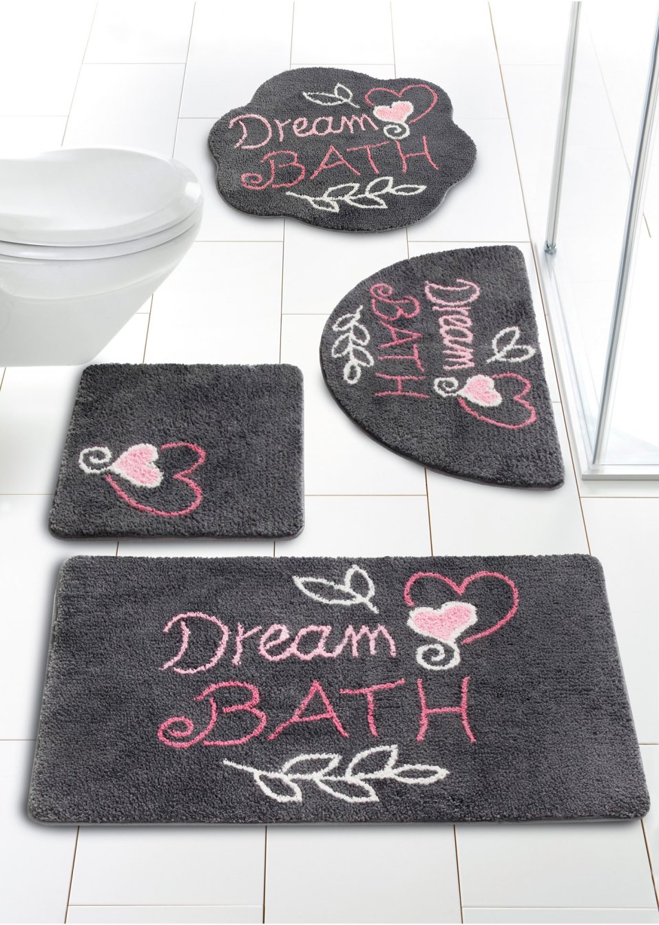 Tapis de salle de bain motif cœur