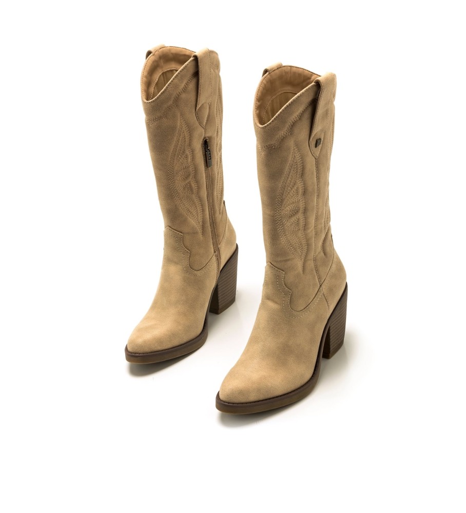 Botas Mustang Tijuana Bege - Altura do Salto 8cm -