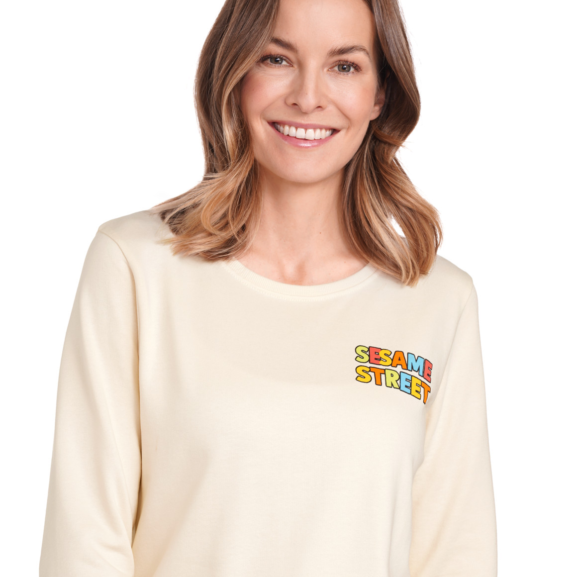 Gina Benotti Sesamstraße Sweatshirt mit Backprint cremeweiss
