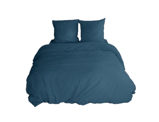 COTE DECO - Ensemble couette + 2 oreillers Parure de lit - 100% microfibre lavée - 220 x 240 cm - bleu...