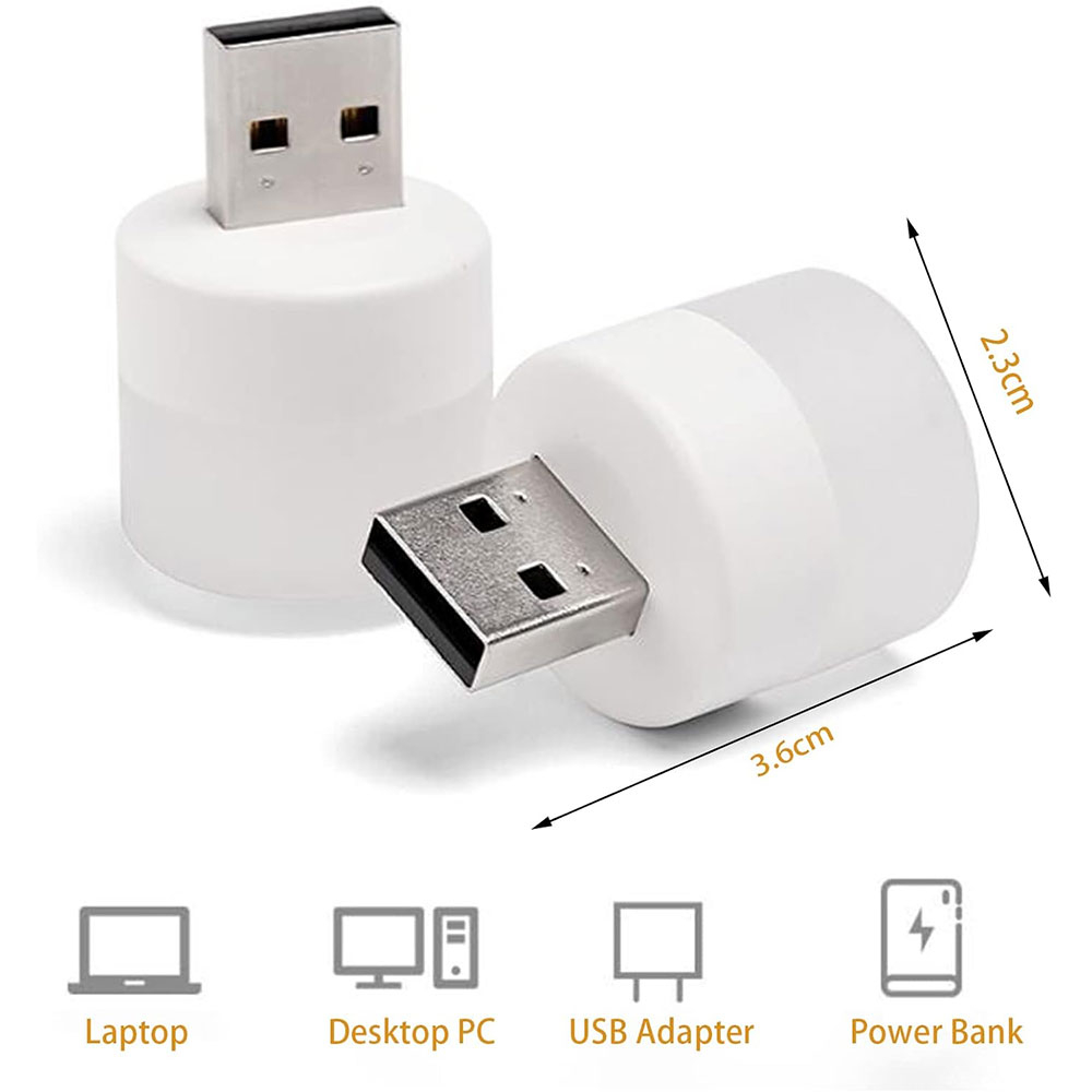 (5er Set) Mini LED Licht USB Beleuchtung PC Umgebungslicht Stecker für Laptop / Computer / Powerbank / Auto - Lila