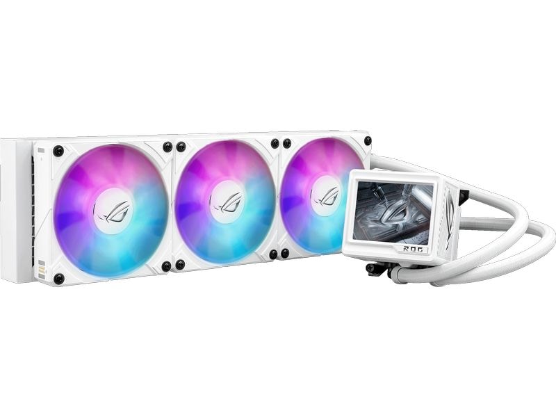 ASUS ROG ROG Ryujin III RGB Extreme, Weiss All-in-One-Flüssig-CPU-Kühler mit 3.5 Zoll LCD Bildschirm und ARGB-Lüfter