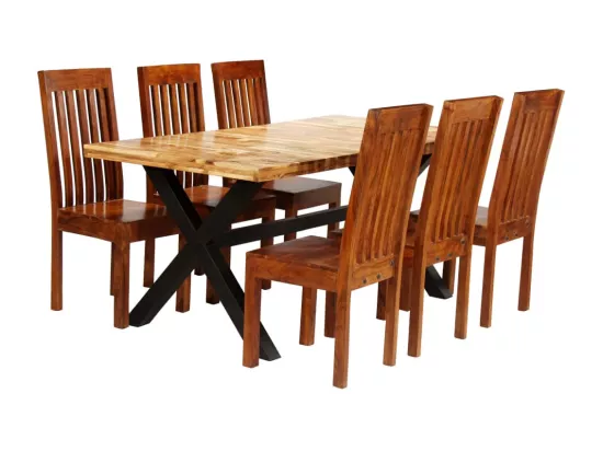 Ensemble de tables à manger 7 pcs Manguier et acacia massif
