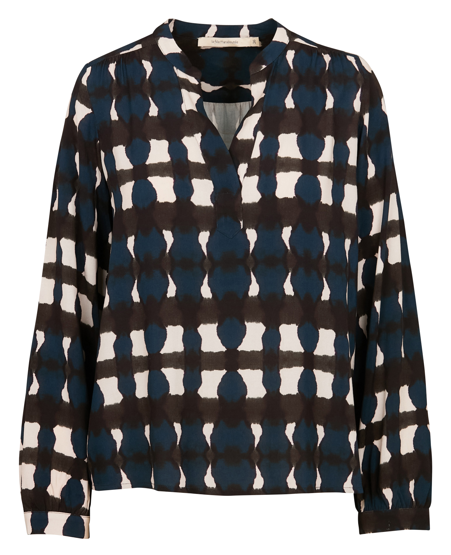 Top col V imprimé | Bleu