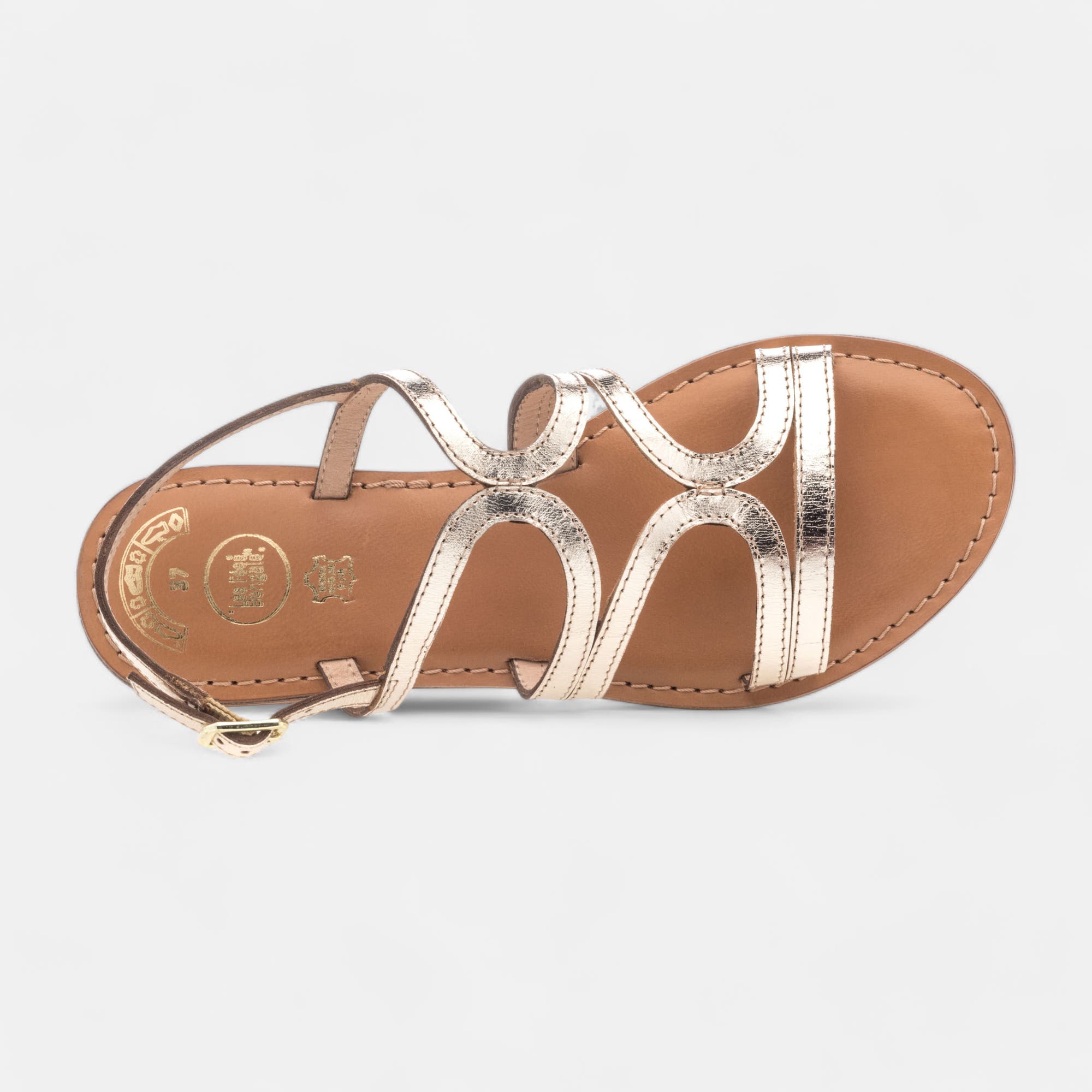 Nu-pieds Femme en cuir or