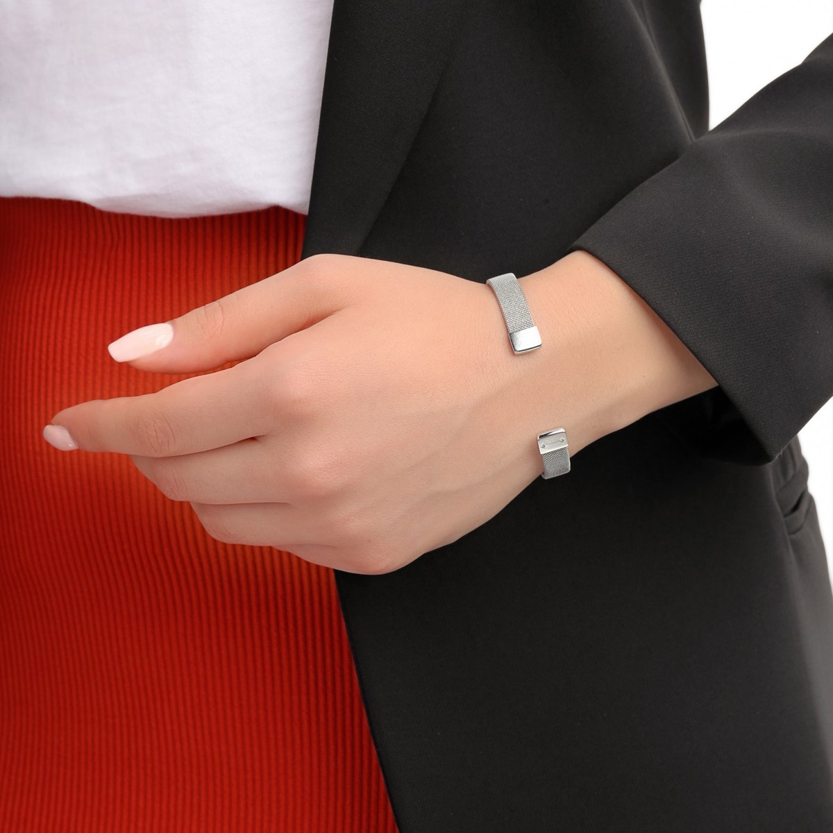 Bracelet jonc Skagen maille milanaise