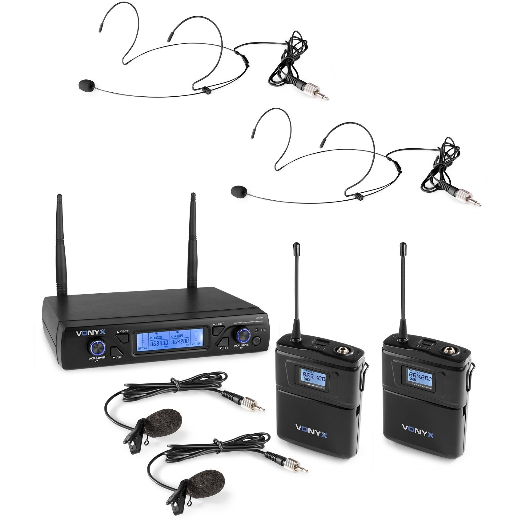 Vonyx WM62B draadloos systeem met twee bodypacks (863 - 865 MHz)