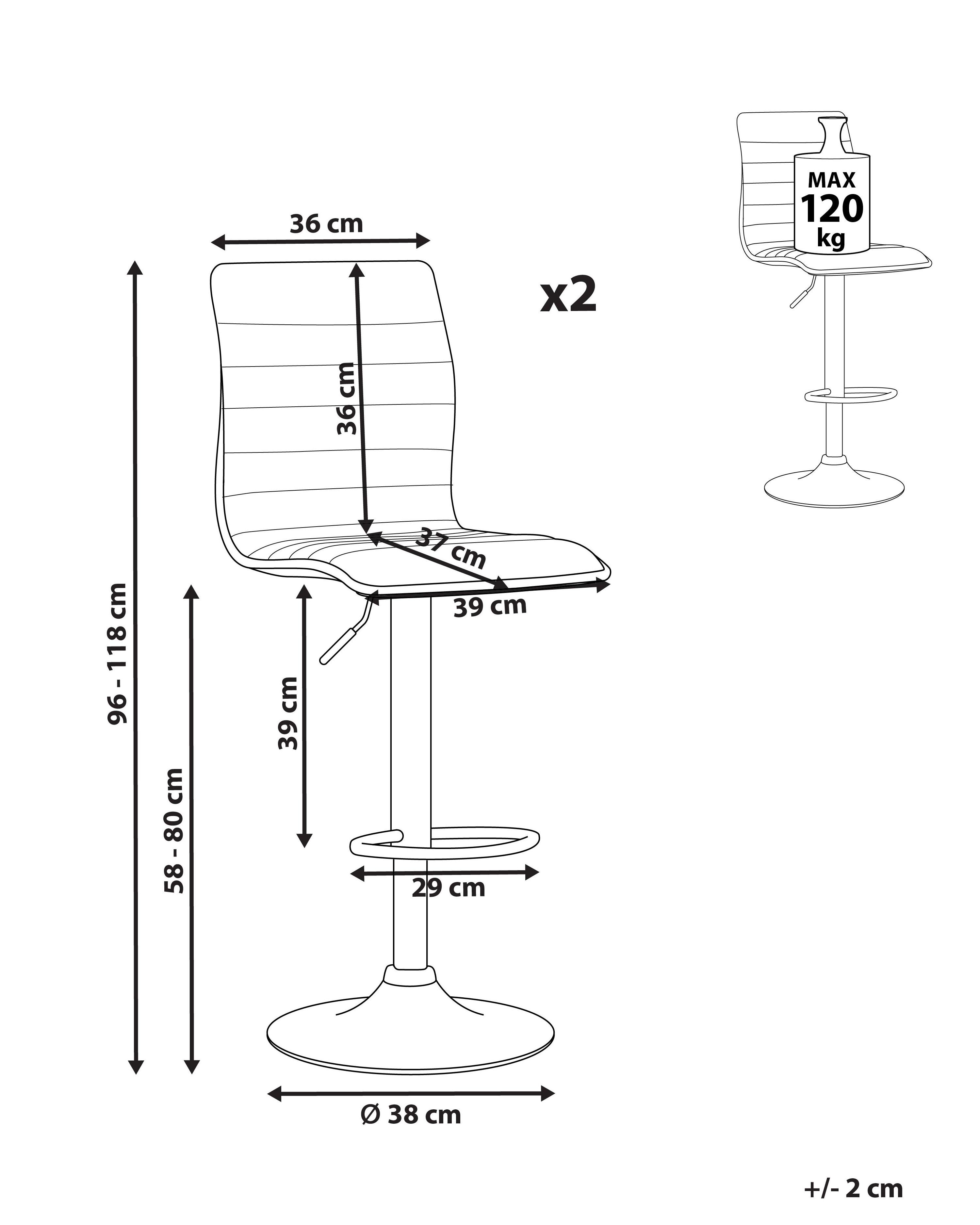 Set van 2 barstoelen LUCERNE Kunstleer draaibaar Lichtbeige