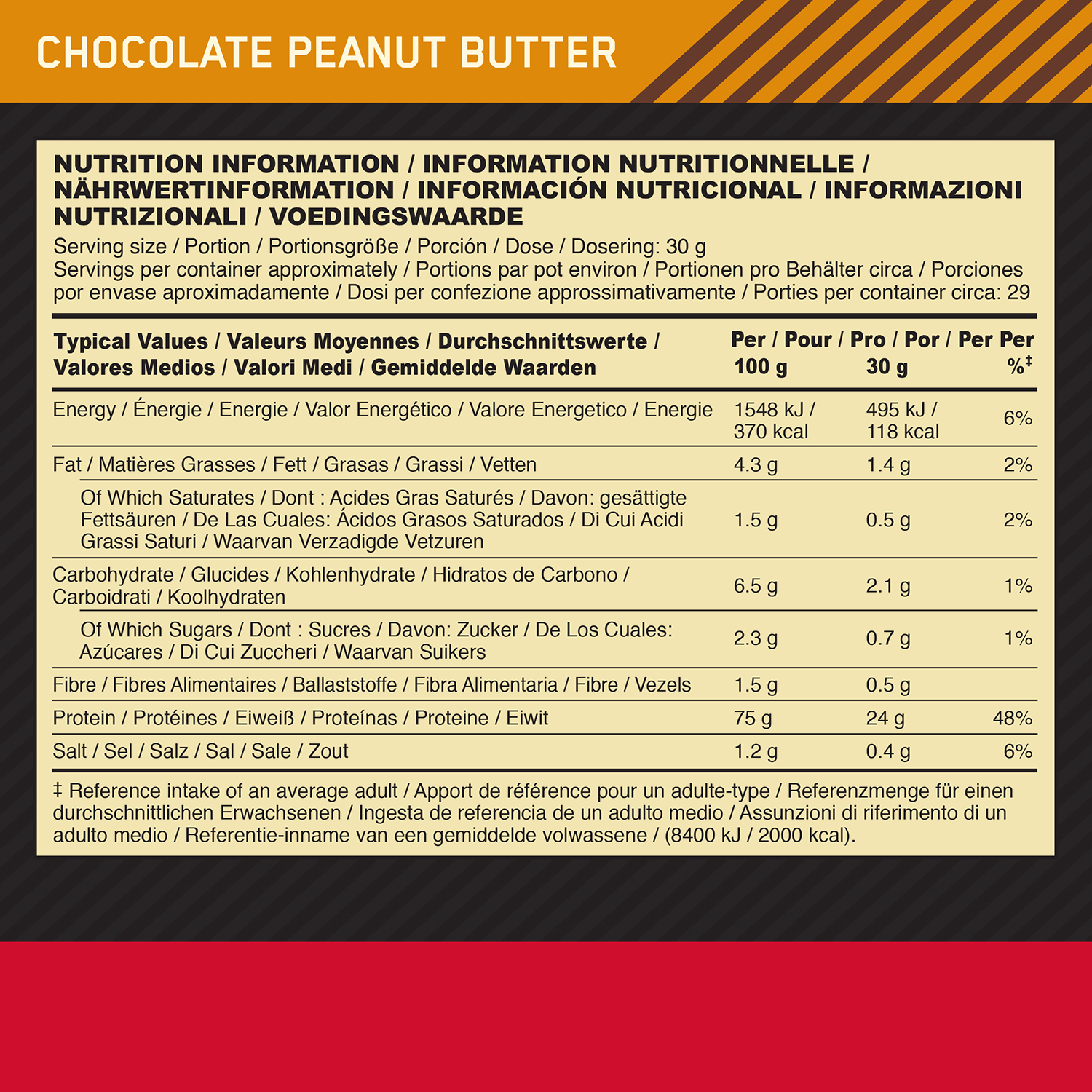 Optimum Nutrition Whey Protein Gold Standard 908 g Chocolate Peanutbutter