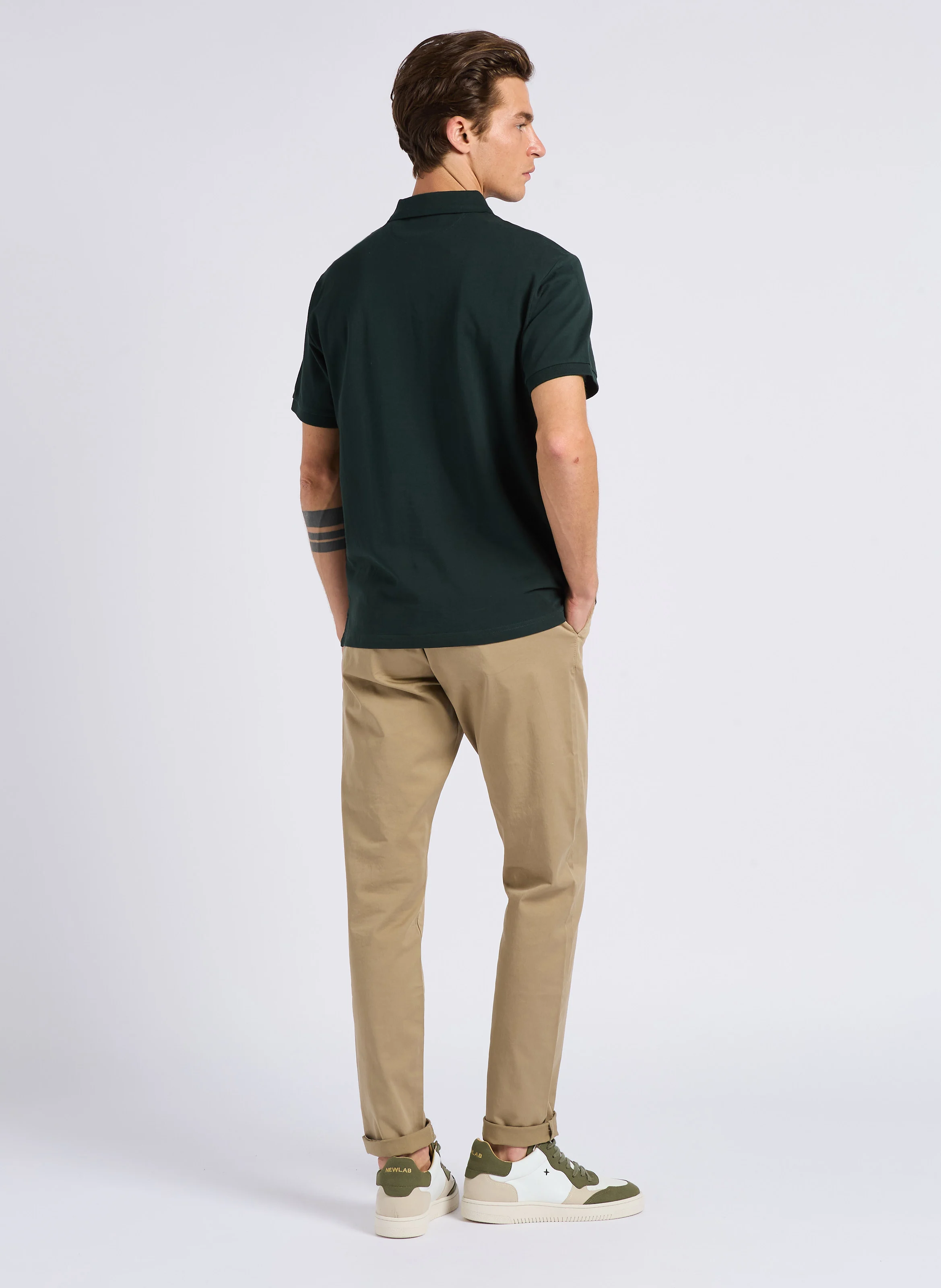 Pantalon chino en coton stretch | Beige