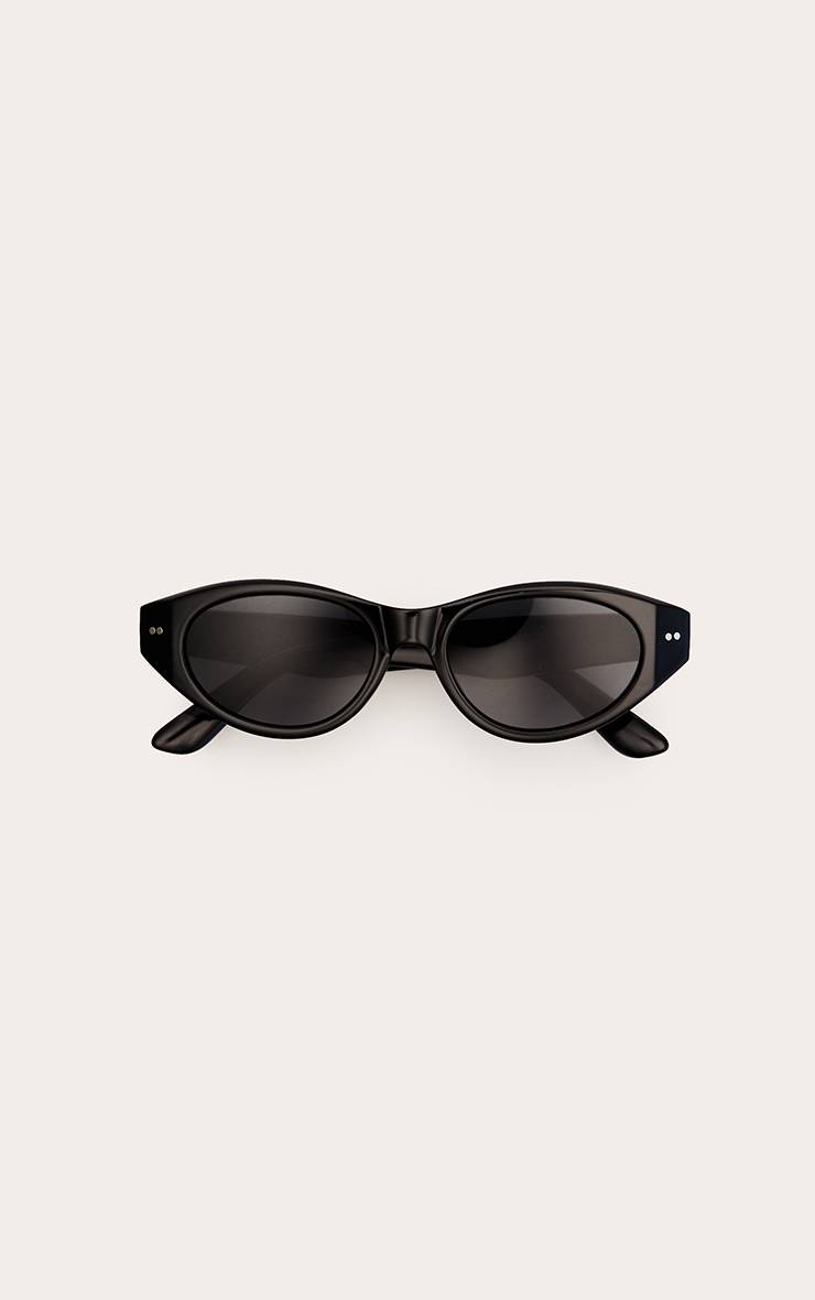 Noir Lunettes De Soleil Œil-de-chat À Monture Fine Et Verres Teintés