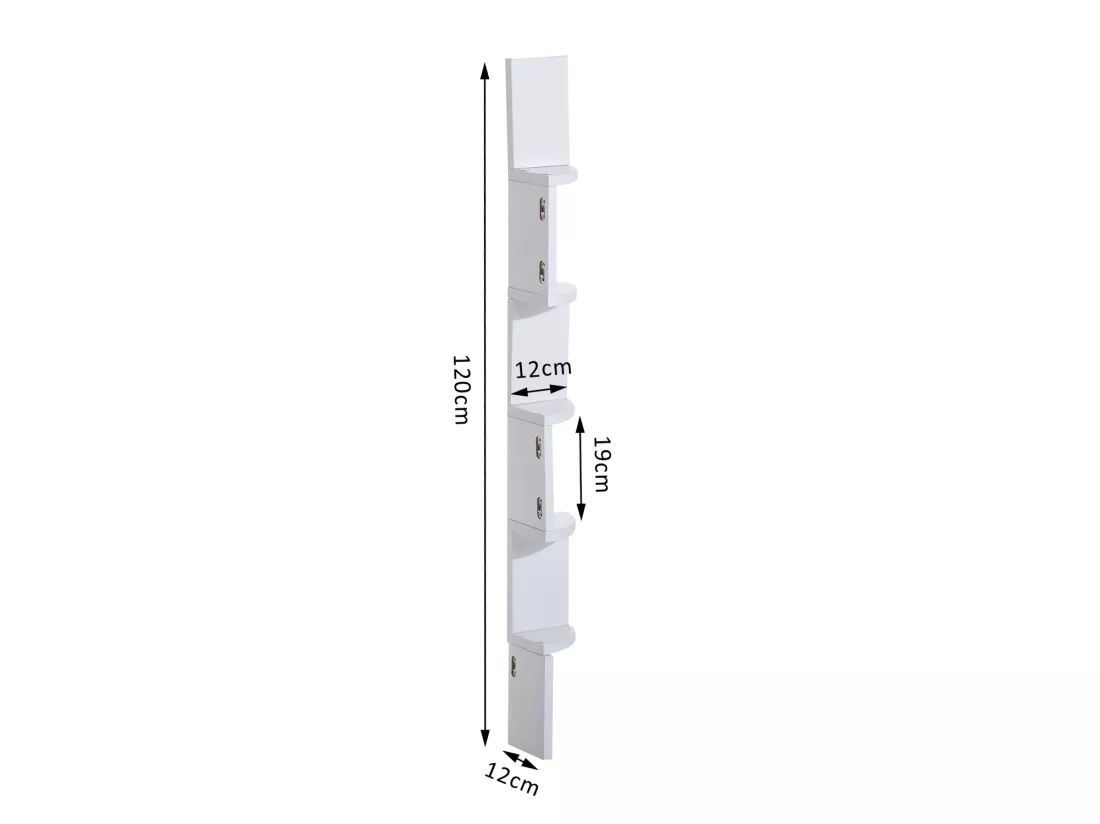 HOMCOM Étagère d'angle design contemporain zig zag 5 niveaux 12L × 12l × 120H cm blanche