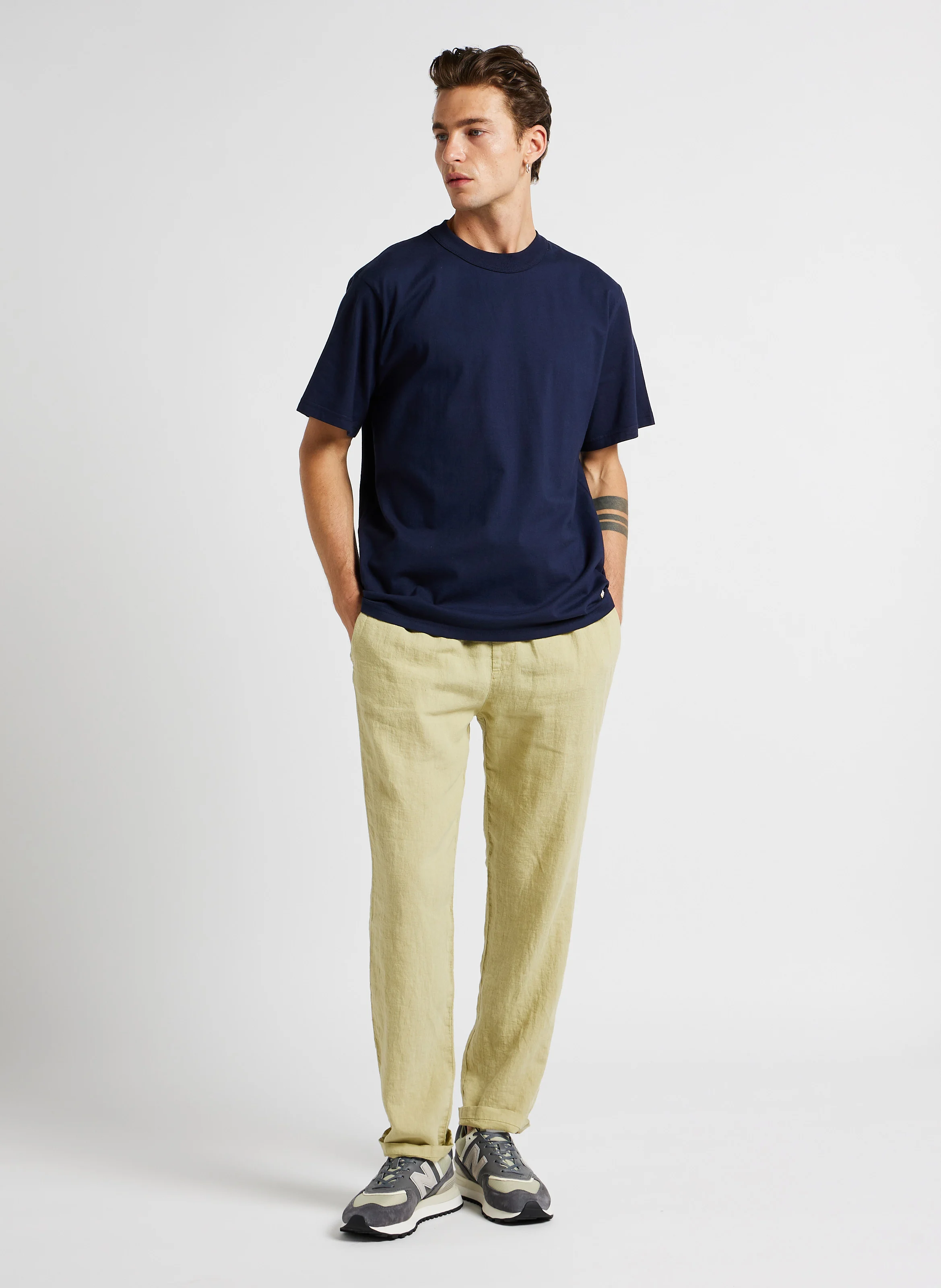 CALLAC - Tee-shirt droit ras du cou en coton bio | Bleu
