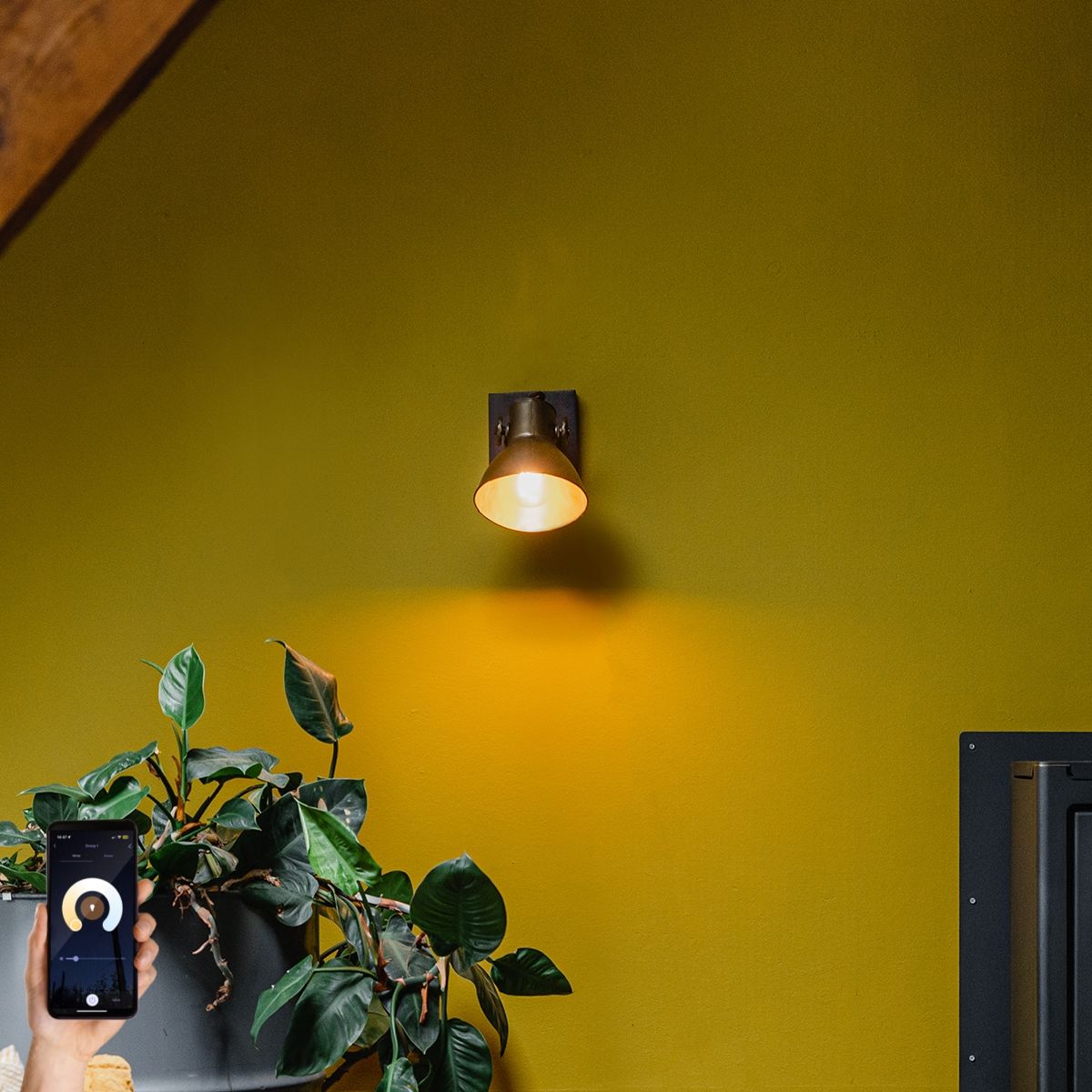 Smart plafondspot brons met hout 18 cm incl. Wifi A60 - Mangoes