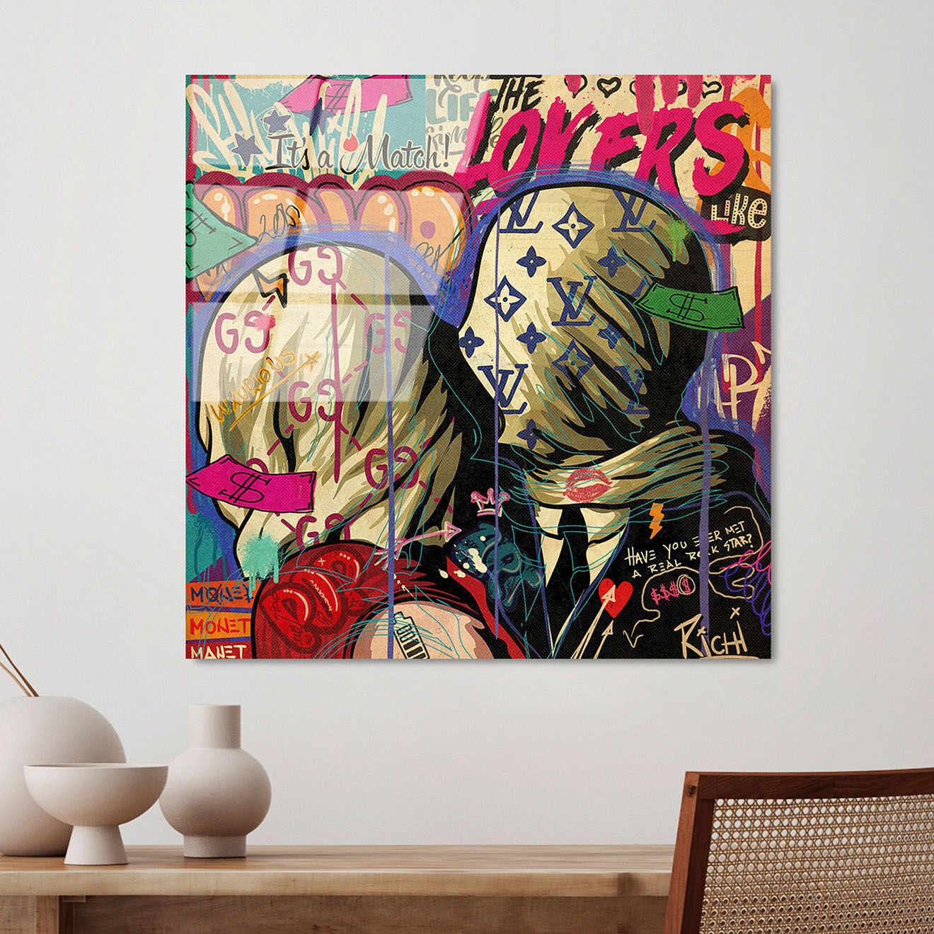 Wallity Impression sur verre Pop multicolore - 50x50 cm