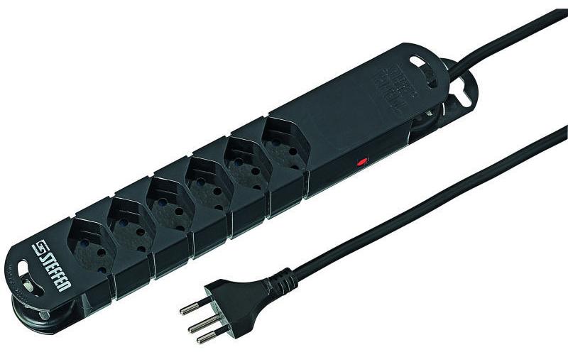 Steckdosenleiste STEBA VARIABL 6x T13 3 mSteckdosenleiste, Schwarz